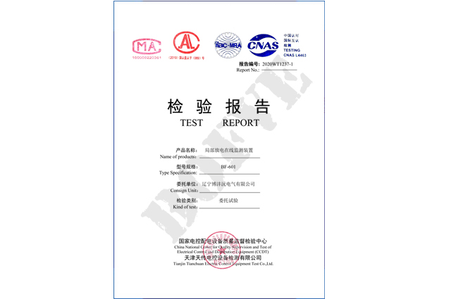 BF-601局部放电在线监测装置检验报告